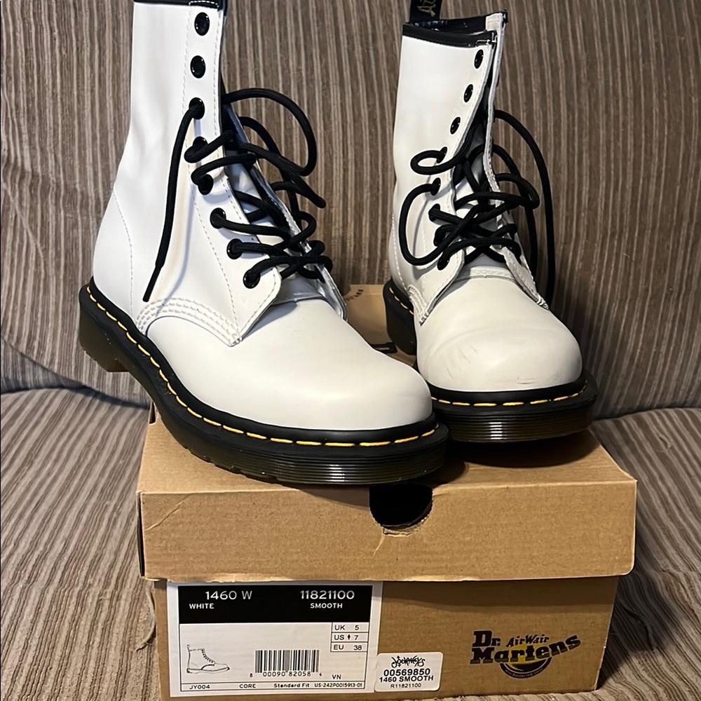 Dr. Martens White Leather Boots